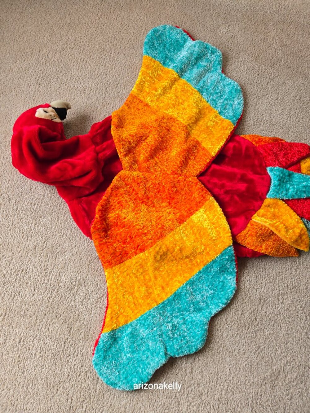 Plush Hooded Parrot Macaw Costume Bird Halloween Child or Petite Adult - Picture 12 of 12